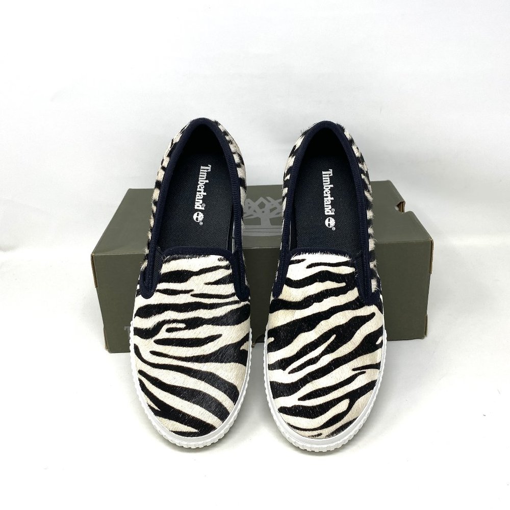 Timberland BX2 WOMEN SKYLA BAY SLIP ON ZEBRA LEATHER Black White TB 0A2GW6 BX2 - Picture 7 of 10